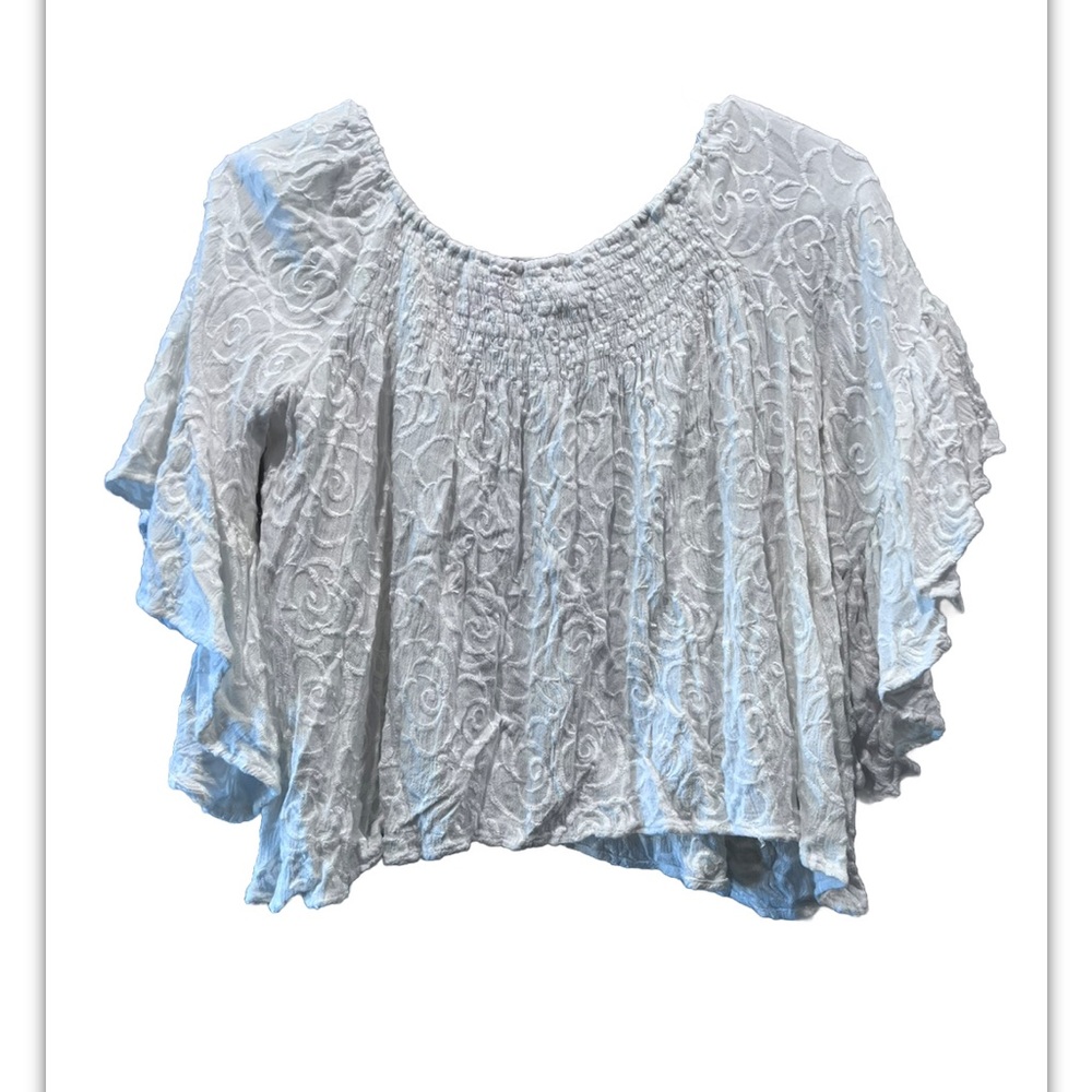 Gimmicks by BKE Boho WHITE embroidered Flowy Blouse Top Size XS Off Shoulder - Picture 2 of 3